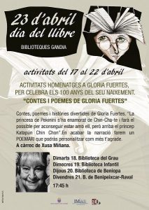 Gandia celebra el Dia del Llibre amb un programa al voltant de la figura de Gloria Fuertes 1 contes i poemes 2