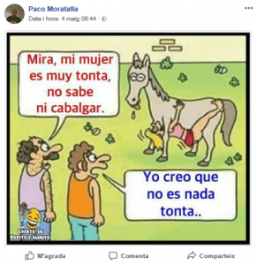 El col·lectiu feminista Som Arrels denuncia missatges masclistes i xenòfobs d'un regidor del PP de Bellreguard 2 15. Dona com a obsessa dels penes i mite del tamany