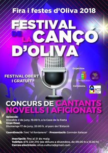 La final del Festival de la Cançó d'Oliva torna a coincidir amb la Fira i Festes 1 CARTELL A3 FESTIVAL DE LA CANCO OLIVA 2018 1 724x1024 1
