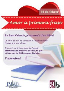 Biblioteques Gandia proposa "enamorar-se" d'un llibre "a primera frase" 1 san valentin