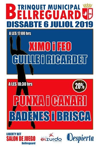 Programa de partides al Trinquet Municipal de Bellreguard 2 CARTELL 20 6 JULIOL