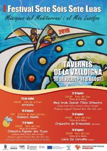 "XXVII Festival Sete Sóis Sete Luas" a Tavernes de la Valldigna 1 manifesto tavernes 2019
