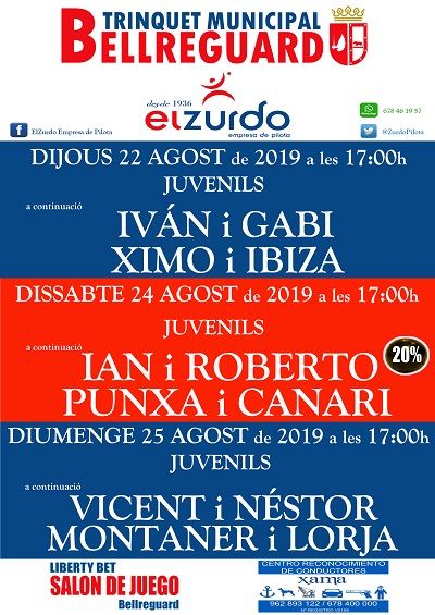 Programació del Trinquet Municipal de Bellreguard 1 CARTELL SEMANAL EL ZURDO 22 25 AGOST