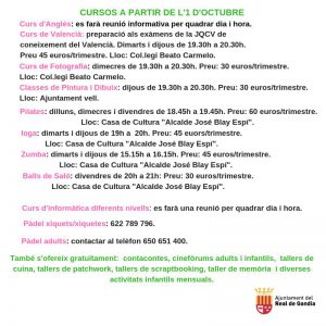 Real de Gandia posa en marxa la Universitat Popular 2 70516119 1138205309710530 7335680373495431168 n
