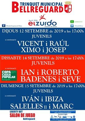 Setmana plena de partides al Trinquet Municipal de Bellreguard 1 CARTELL SEMANAL EL ZURDO 12 15 SET