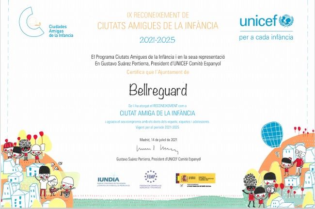 UNICEF lliura a Bellreguard l’acreditació com a Ciutat Amiga de la Infància 1 Bellreguard ciutat amiga de la infancia