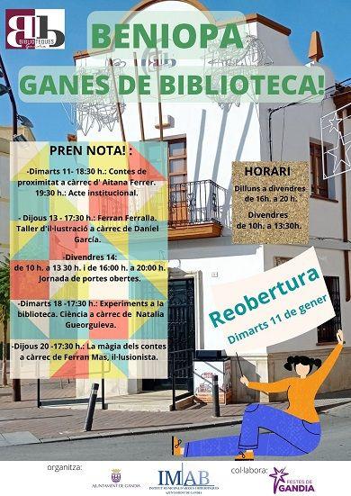 Beniopa comptara des de l'11 de gener amb la renovació de la biblioteca 1 Beniopa cartell activitats