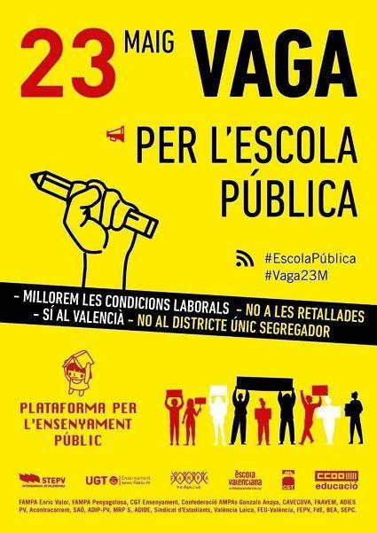 Compromís per Gandia fa costat a la vaga de l’ensenyament del 23 de maig 1 Vaga per lescola publica 1
