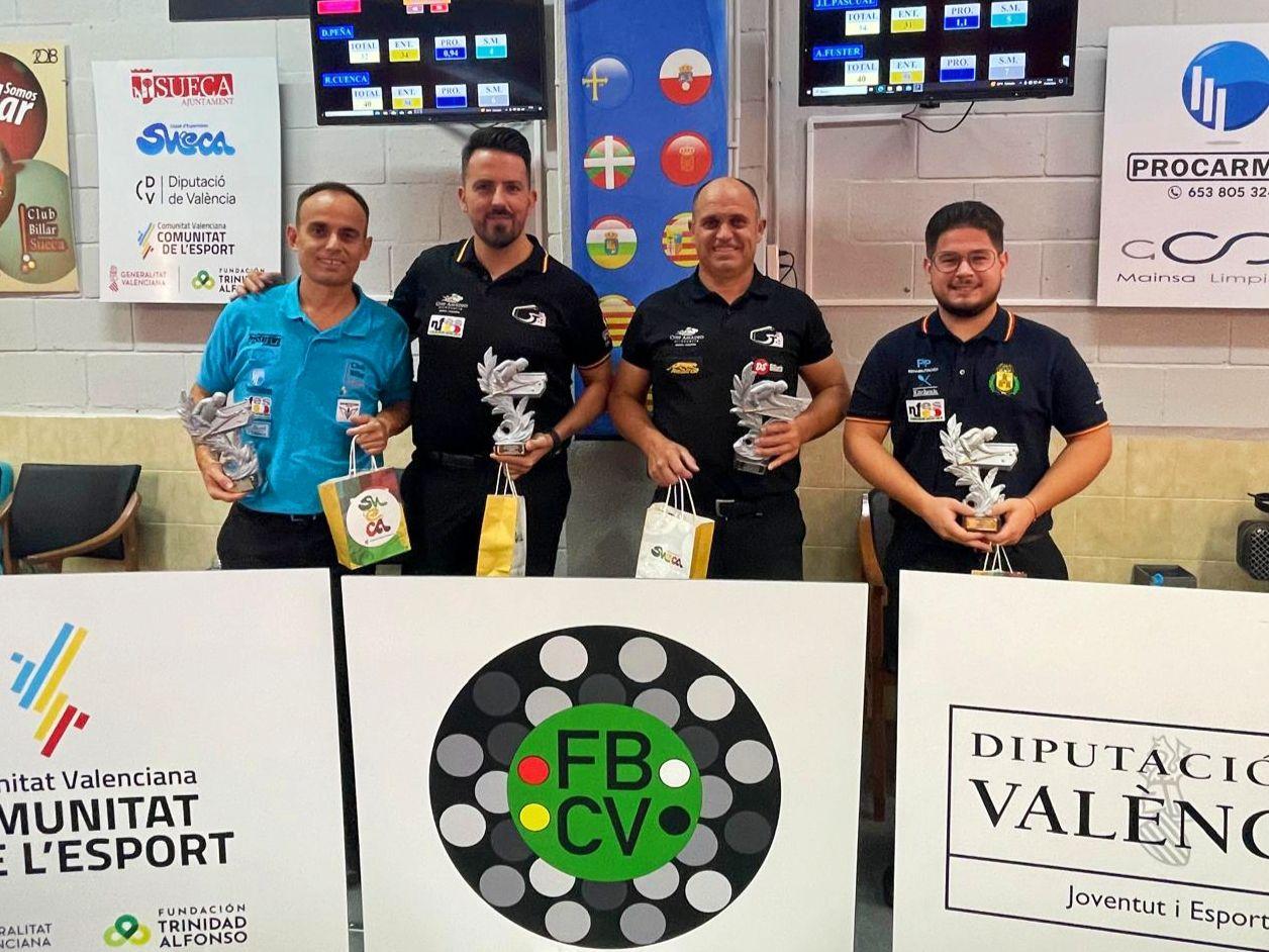 L'esportista del Gandia Billar Ausiàs Fuster campió de l'Open de Billar "Sueca Ciutat de l'Arròs" 1 20240915 podium sueca