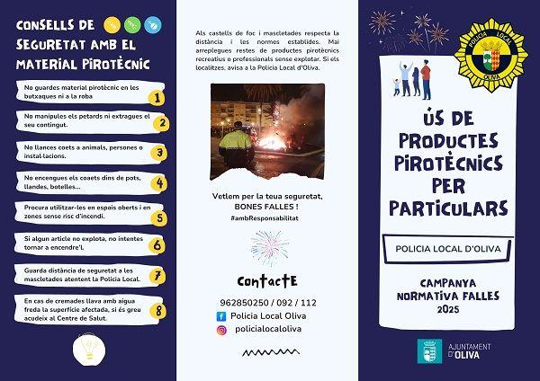 Oliva inicia les Falles del 2025 amb la recuperació de la figura de la Fallera Major 2 TRIPTIC CAMPANYA POLICIA LOCAL FALLES OLIVA 2025 1