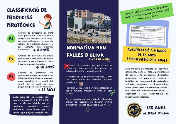 Oliva inicia les Falles del 2025 amb la recuperació de la figura de la Fallera Major 3 TRIPTIC CAMPANYA POLICIA LOCAL FALLES OLIVA 2025 2