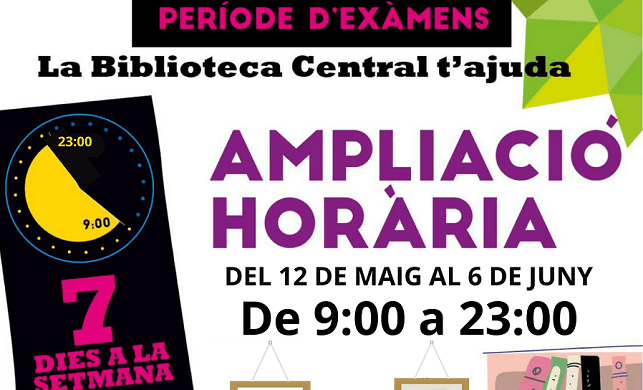 La Biblioteca Central de Gandia amplia el seu horari durant l’època d’exàmens 1 Ampliacio horaria 2