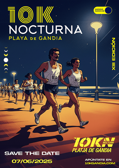 Gandia celebra una nova edició de la 10K Nocturna Platja de Gandia – Memorial Toni Herreros 2 Gandia 10K Nocturna 25 cartel