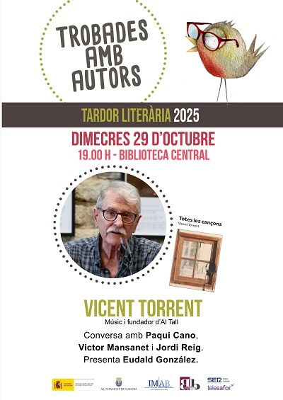 Tardor Literària: Presentació del llibre "Totes les cançons" de Vicent Torrent 1 Tardor Literaria Vicent Torrent 1