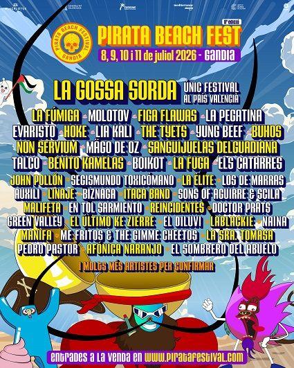 El Pirata Beach Fest de Gandia tanca el tercer avanç de cartell amb La Pegatina i Yung Beef com a grans reclams 1 3o AVANCE DE CARTEL PIRATA BEACH GANDIA 2026