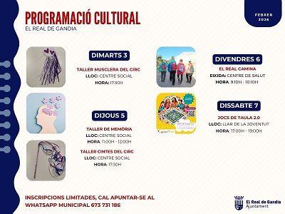 El Real de Gandia presenta una setmana plena d'activitats culturals i esportives 1 Real de Gandia agenda cultural 02022026