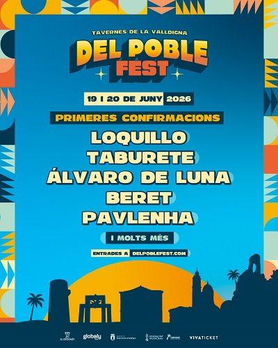 Loquillo, Taburete, Álvaro de Luna i Beret encapçalen el cartell de la segona edició del ‘Del Poble Fest’ 1 Tavernes CARTEL DEL POBLE FEST 2026