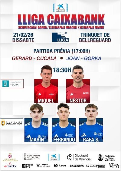 La Lliga CaixaBank de Pilota vibra esta setmana amb cites clau a Bellreguard 2 Trinquet Bellreguard 18022026