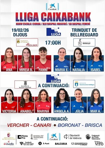 La Lliga CaixaBank de Pilota vibra esta setmana amb cites clau a Bellreguard 1 Ttinquet Bellreguard 18022026