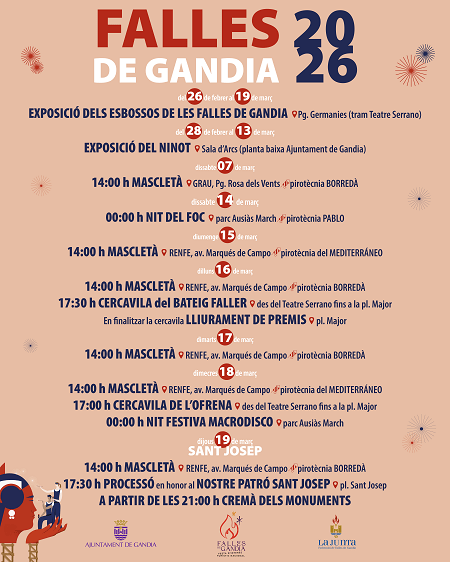 Gandia activa el compte enrere per a unes Falles 2026 plenes de pólvora i tradició 3 Programa post