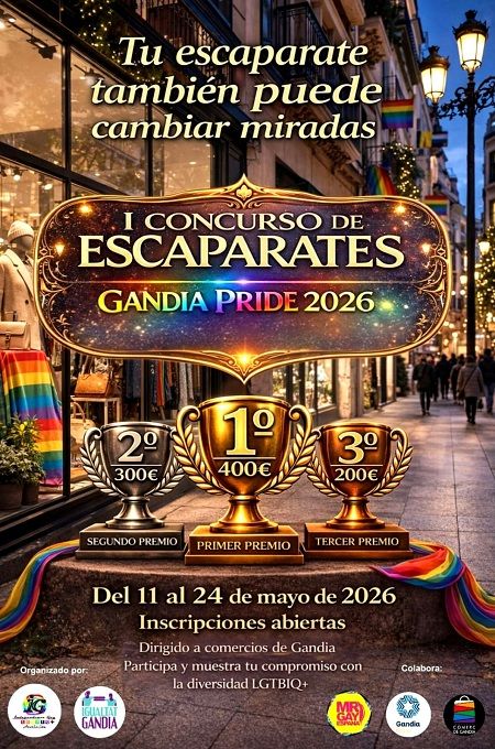 El comerç de Gandia es vist de diversitat amb el I Concurs d’Aparadors ‘Gandia Pride’ 1 Gandia Pride Concurs daparadors cartell