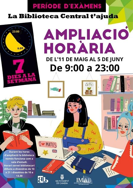 La Biblioteca Central de Gandia obri 14 hores ininterrompudes per als estudiants en exàmens 1 cartell ampliacio
