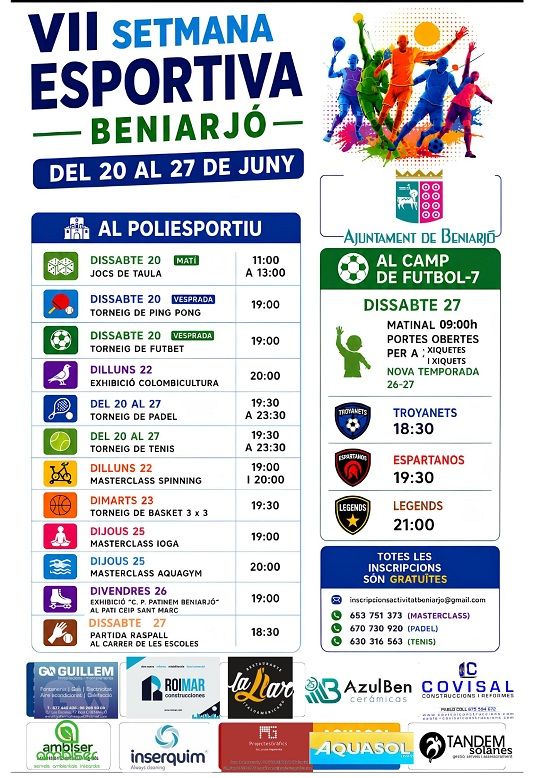 Beniarjó esquiva la calor i reforça la convivència en la VII Setmana Esportiva 1 Beniarjo Cartell Setmana Esportiva 2026