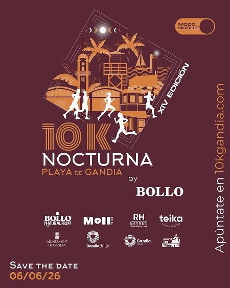 Gandia activa el compte enrere de la 10K Nocturna de rècord històric 2 Gandia 10K Nocturna 2026 cartell