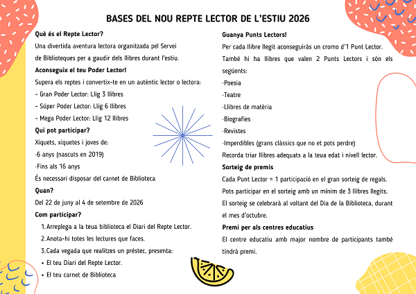 Oliva llança un renovat Repte Lector de l'Estiu més flexible i participatiu 2 Oliva Repte lector 2026 1