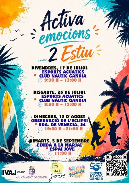 Surf, caiac i un eclipsi de sol gratis: el pla perfecte per a aquest estiu si eres jove i vius a Gandia 2 Gandia Cartell Activa emocions 2026