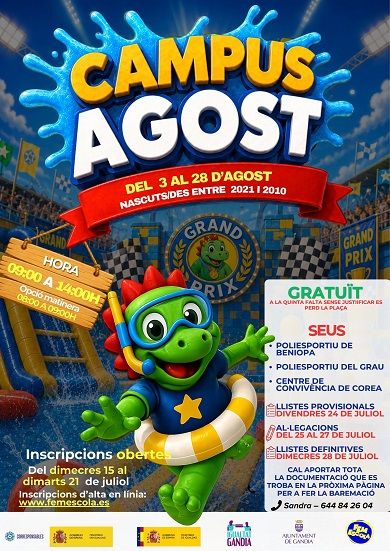 Gandia llança el Campus d'agost per a impulsar la conciliació 1 cartell 2