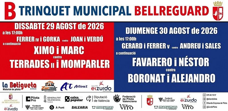 El Trinquet Municipal de Bellreguard acull un cap de setmana de màxima competició de pilota valenciana 1 Bellreguard partides 290826