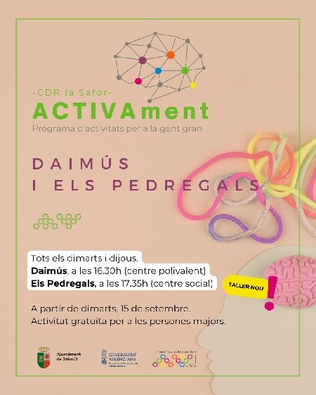 Els tallers d’entrenament cognitiu ‘ACTIVAment’ de Daimús s'amplien i arriben als Pedregals 2 Daimus Taller majors 2026